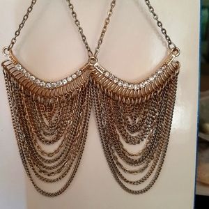 Chandelier chain drop earrings with rhinestones High Fashion